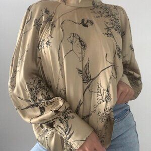 H&M Floral Blousan Sleeve Top